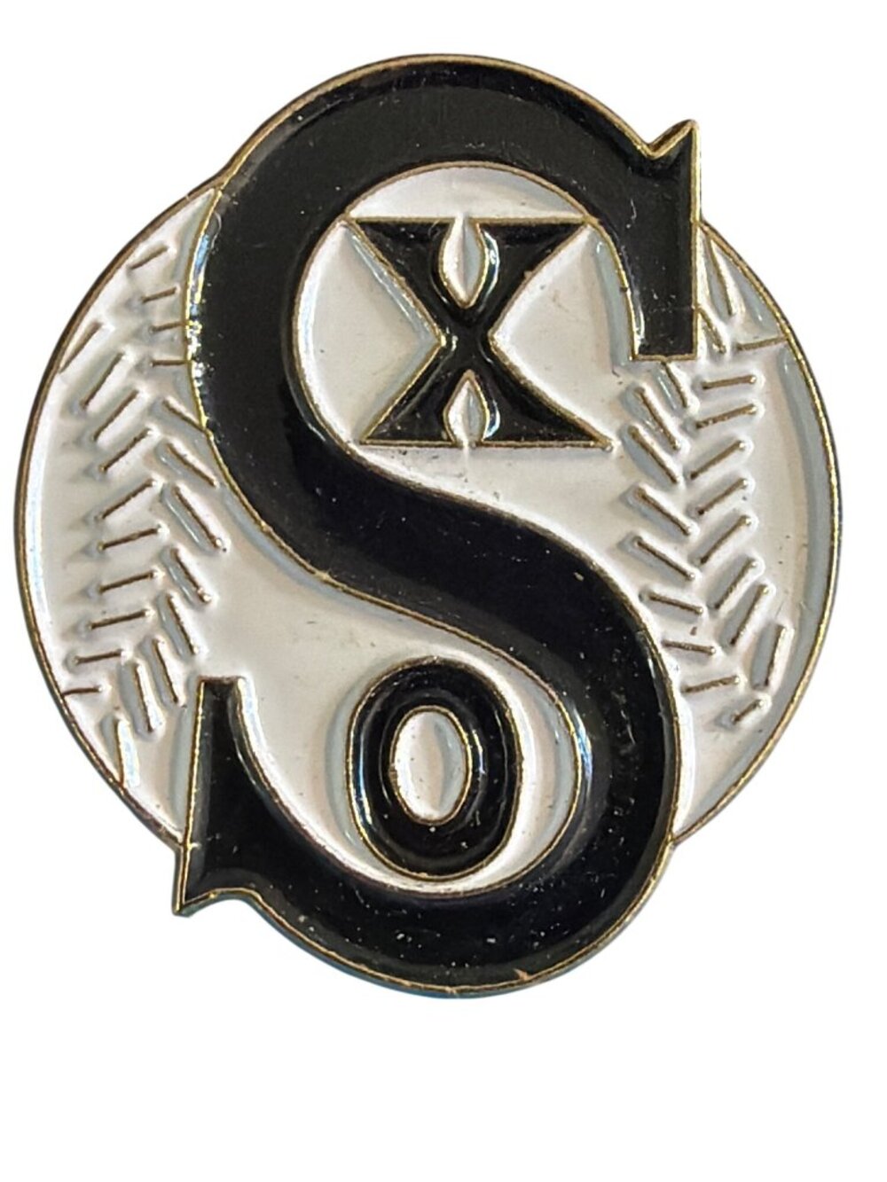 Chicago White Sox Logo Enamel Pin Gold Tone Backing Black Baseball Lapel 1"